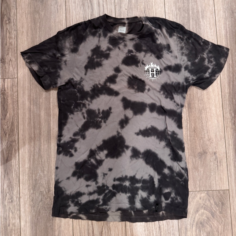 HUF Black and Gray Tie-Dye Short Sleeve Tee
